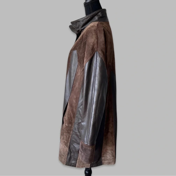 Vintage Coraggio Kollections Suede Smooth Leather Mixed Southwestern Coat - Picture 2 of 16
